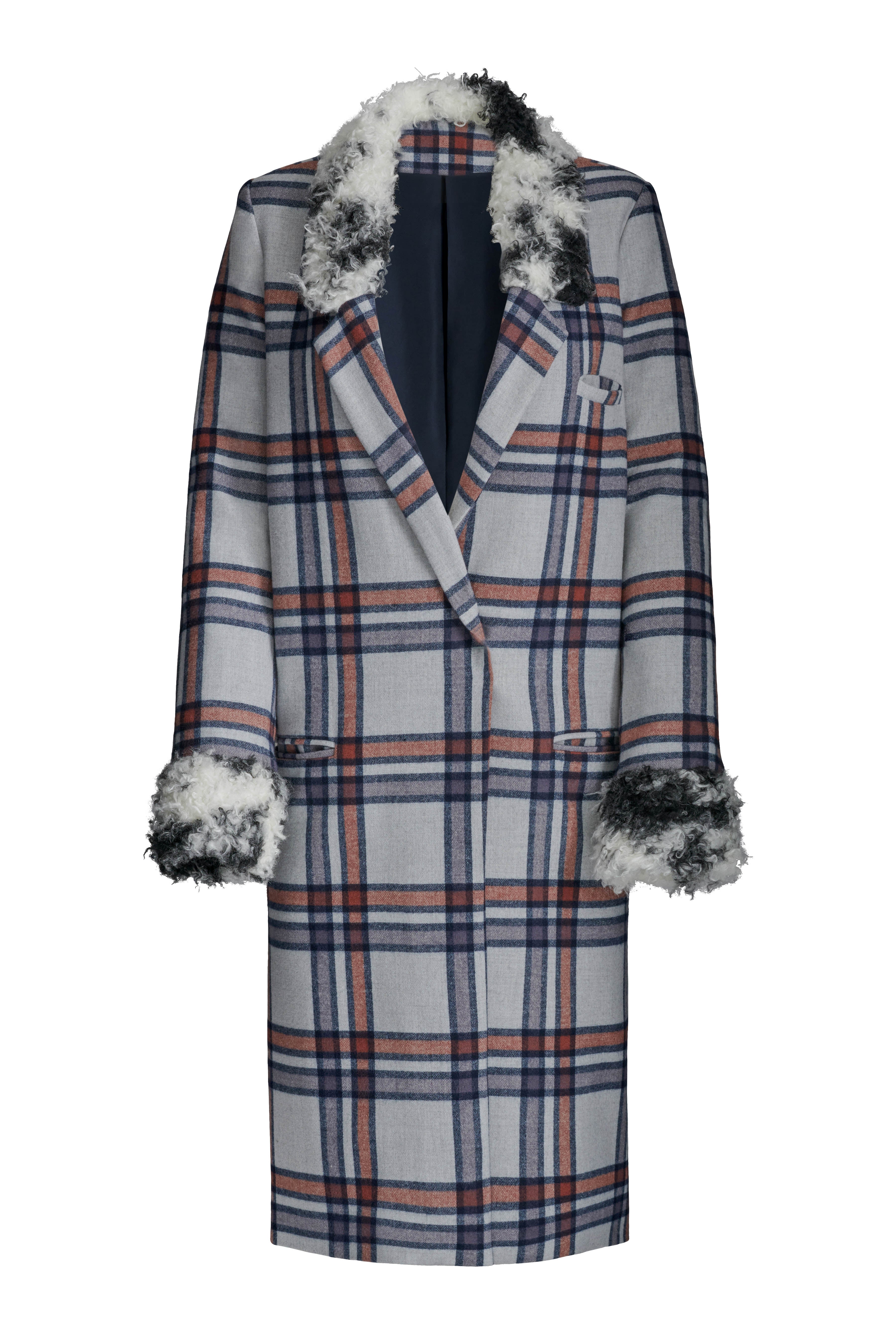 Plaid and Cow Cuff Coat