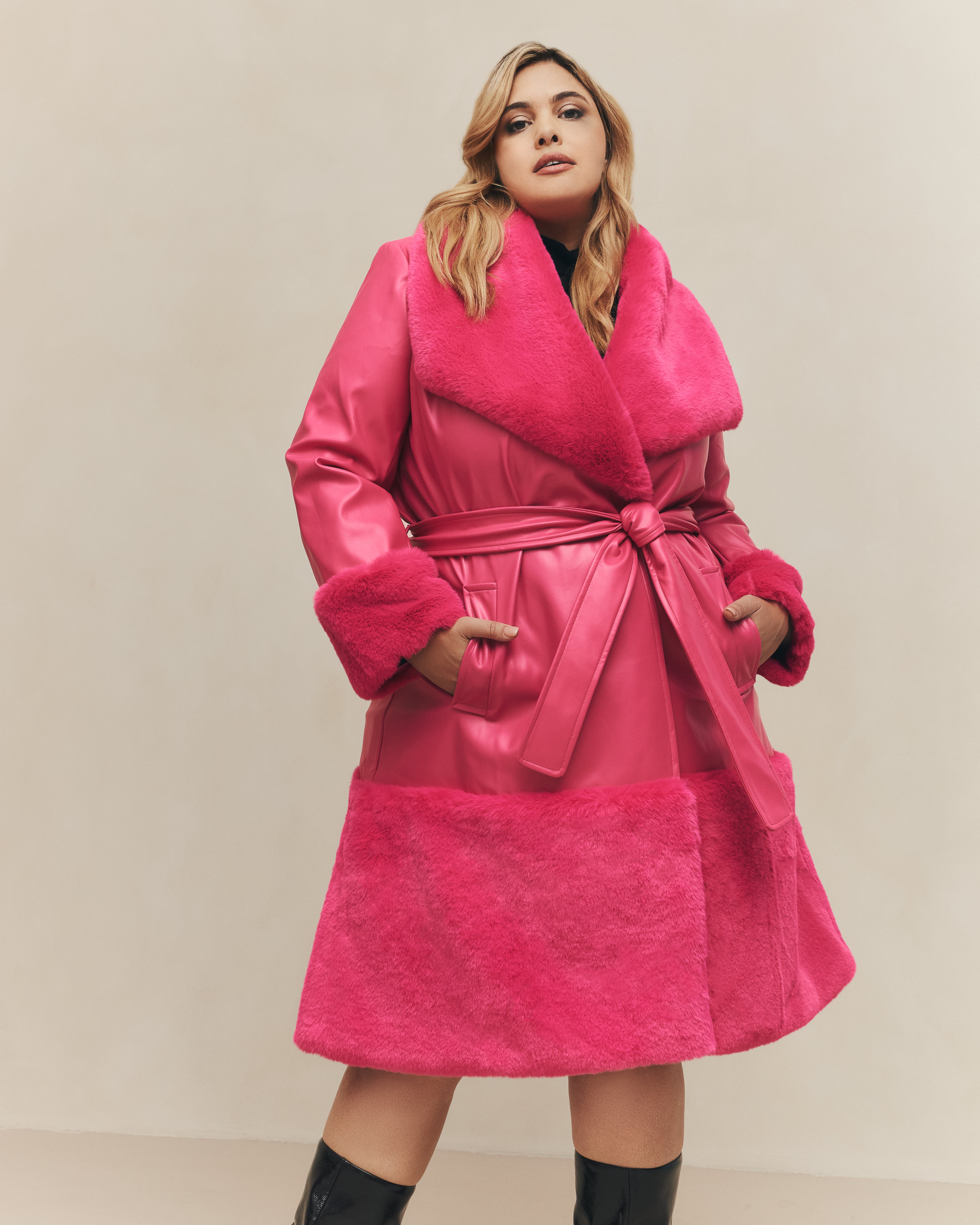 Barbie® Faux Leather and Faux Fur Wrap Coat