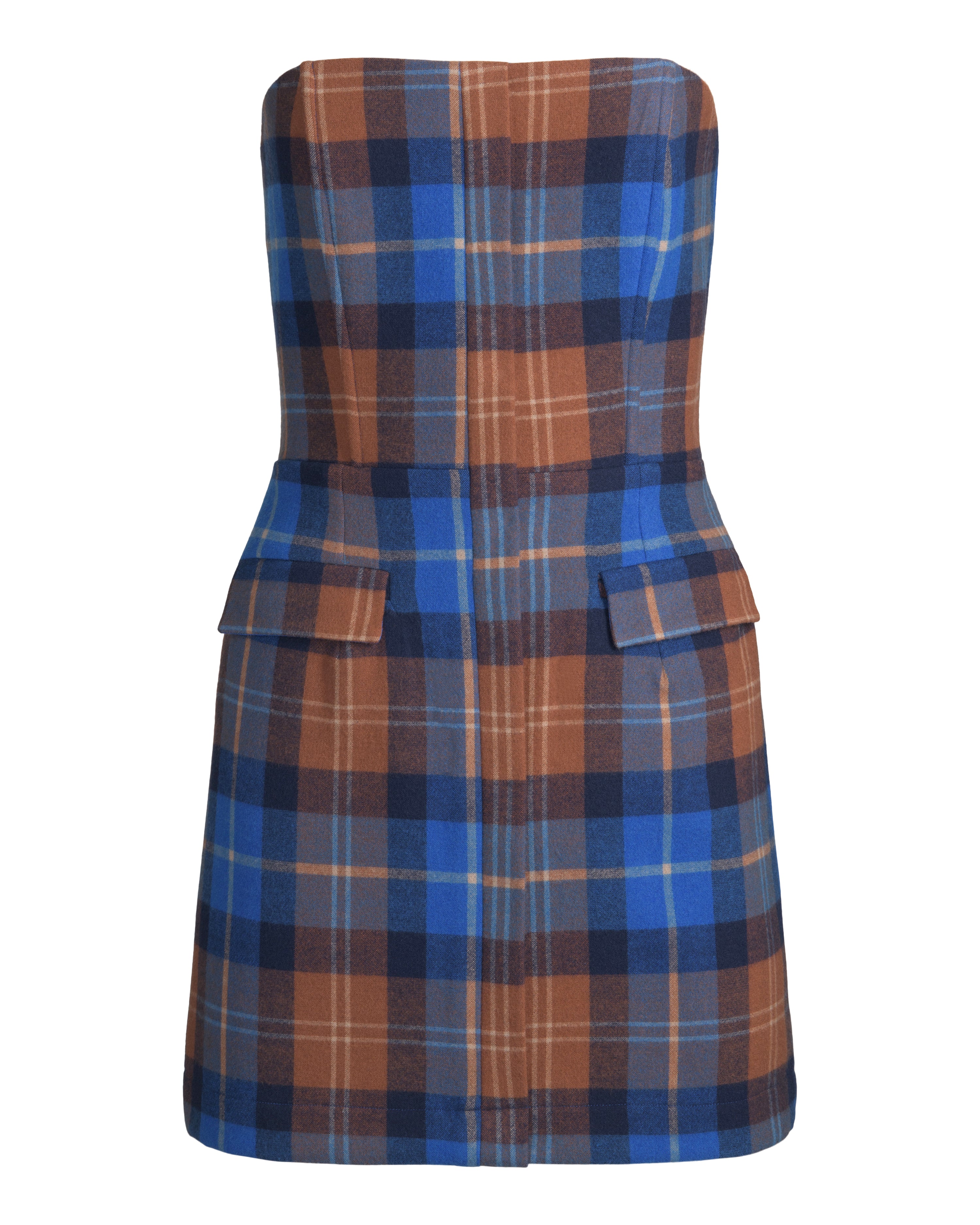 Plaid Strapless Mini Dress