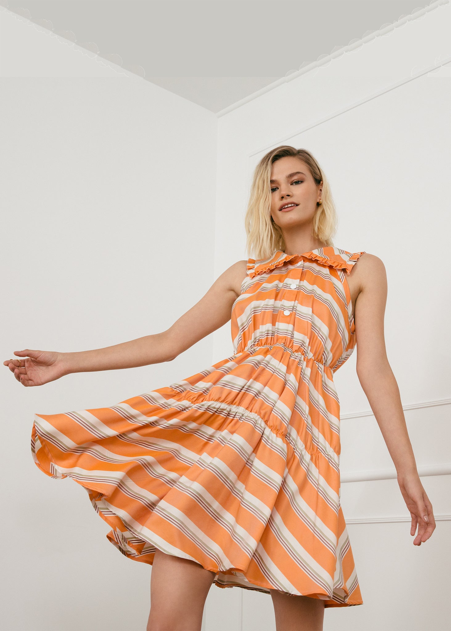 Orange Striped Viscose