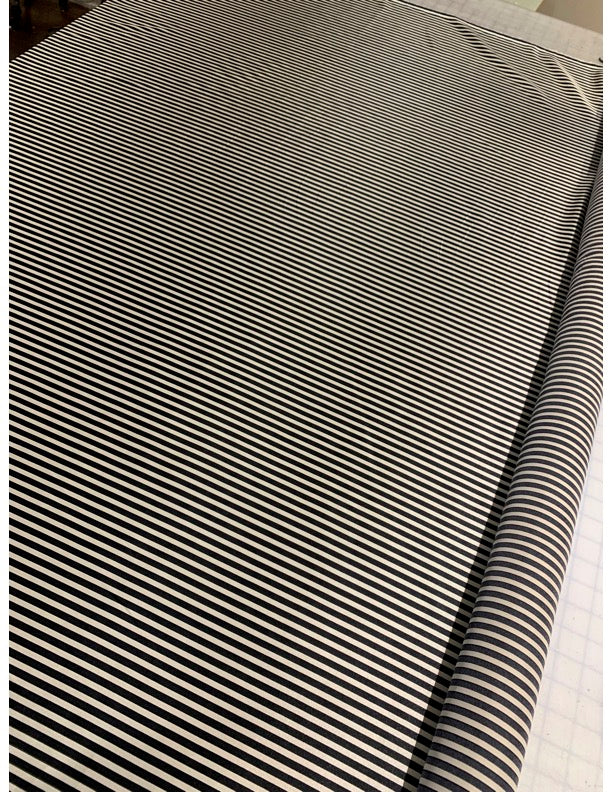 Striped Satin Fabric, black and white