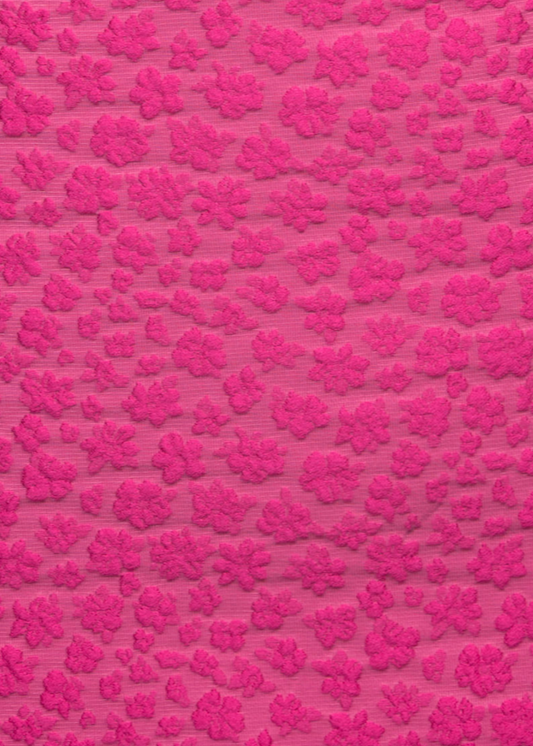 Pink Floral Textured Fabric