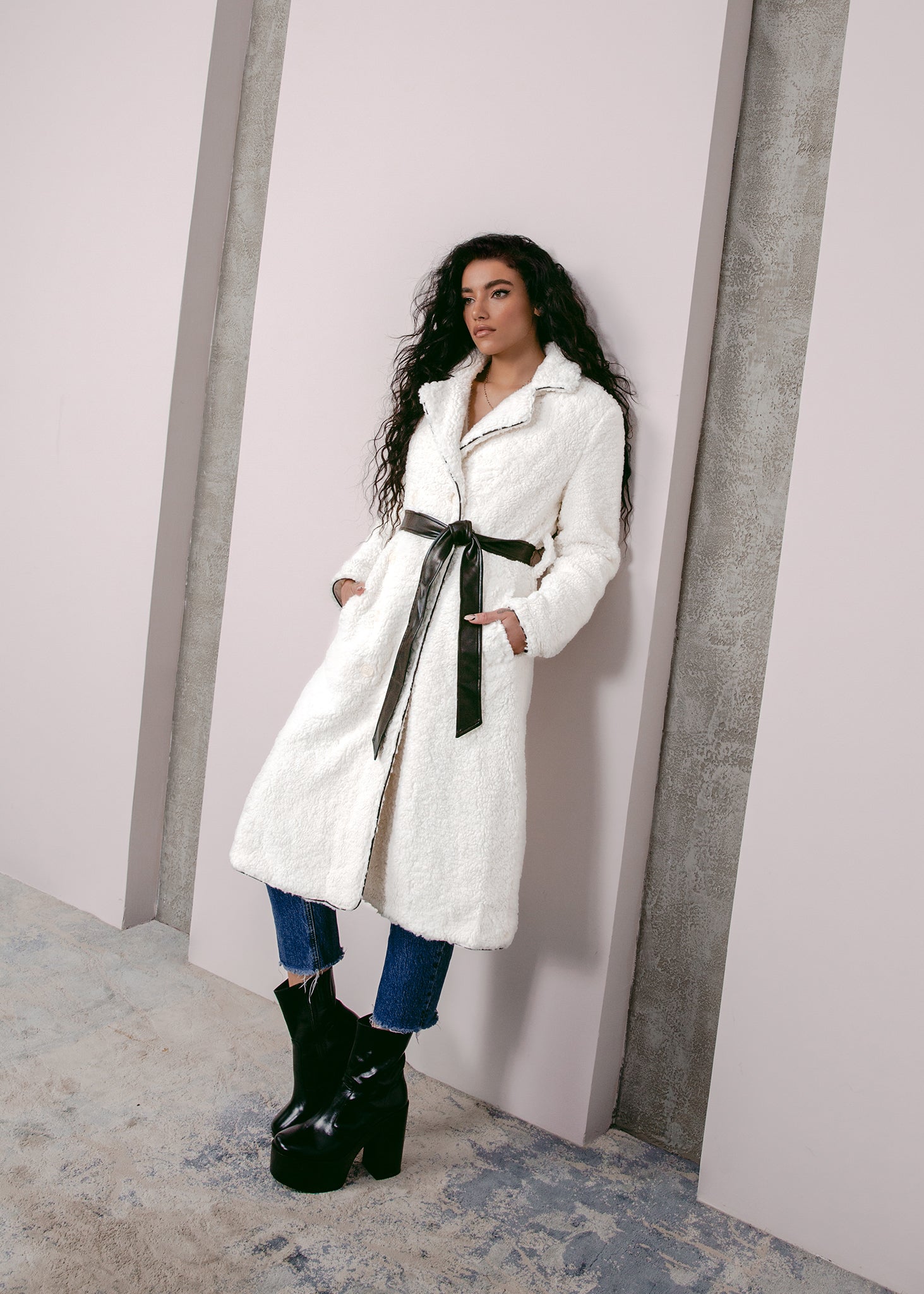 'Shearling' Trench Coat