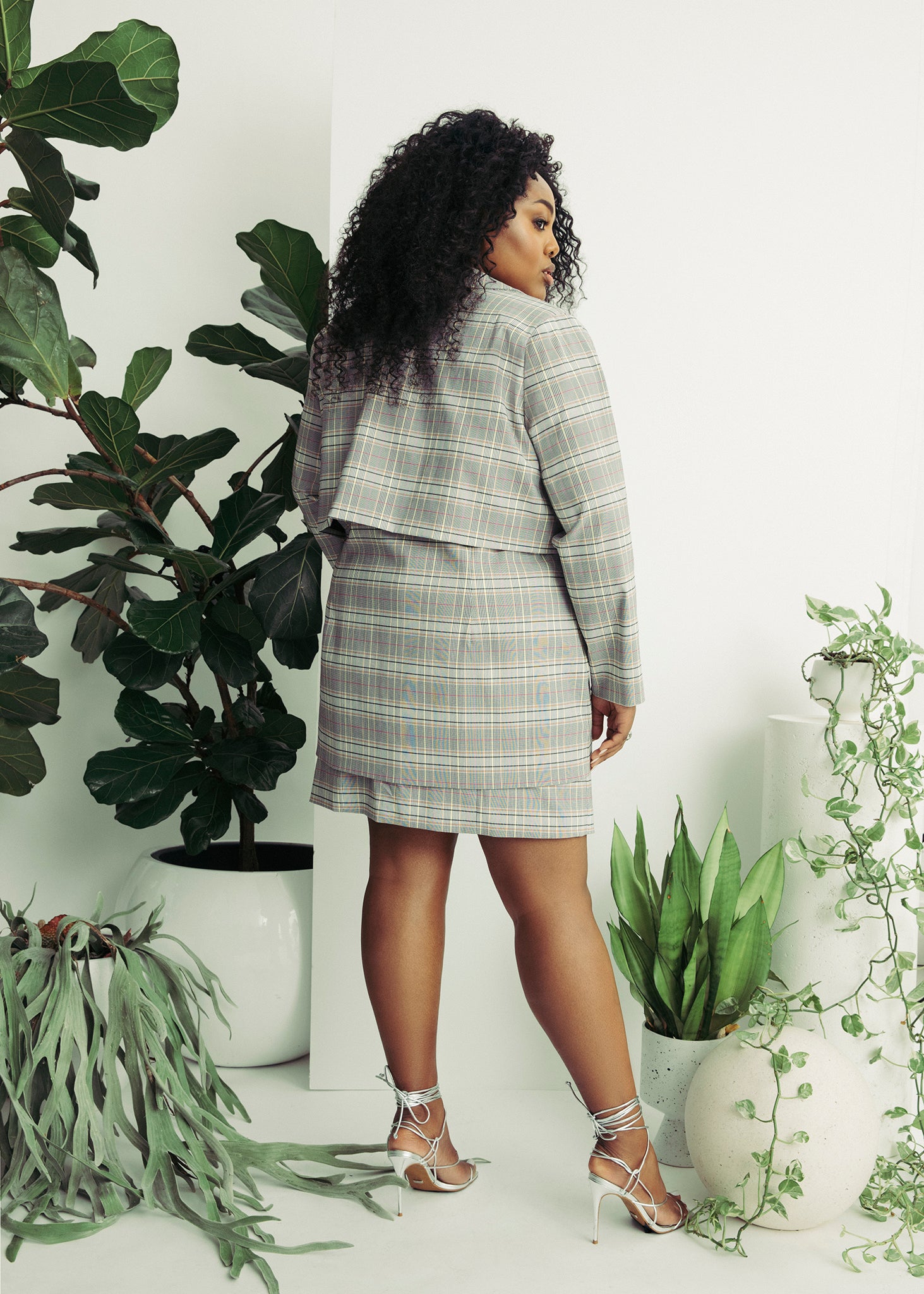 Plus size store checked blazer